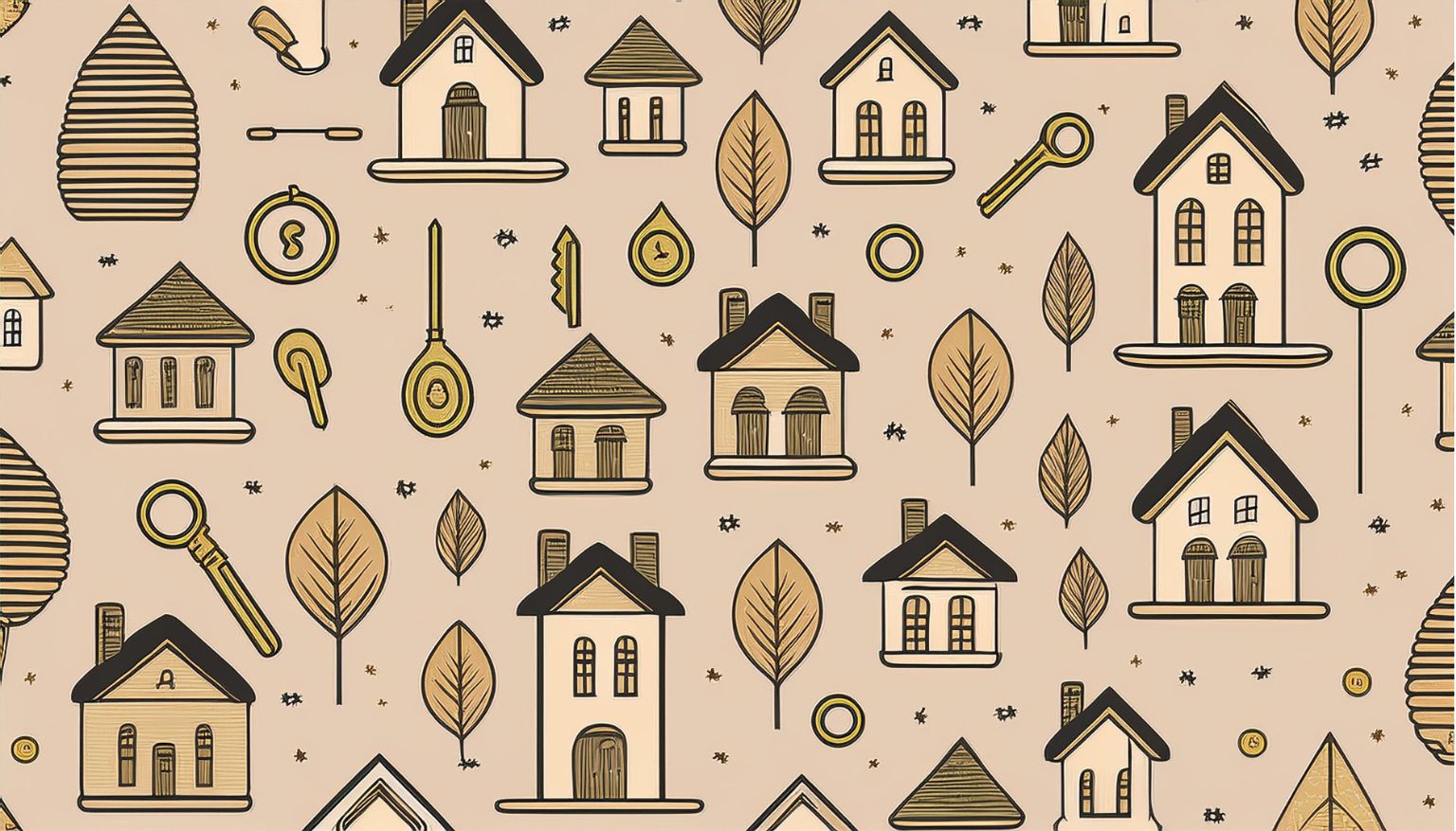 a pattern with typical real estate symbols